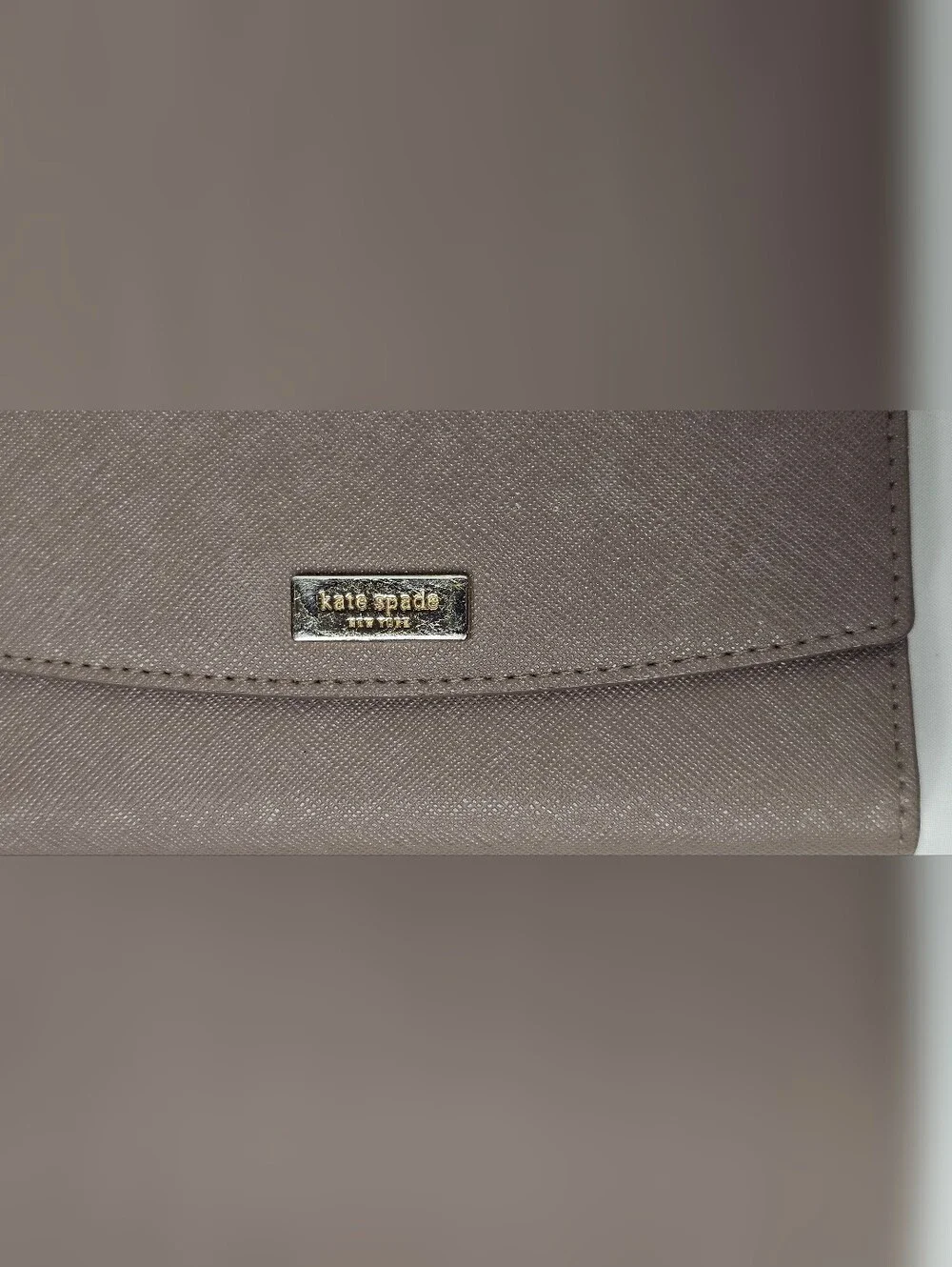 Kate Spade New York Saffiano Leather Trifold Wallet Mauve Taupe NO STRAP